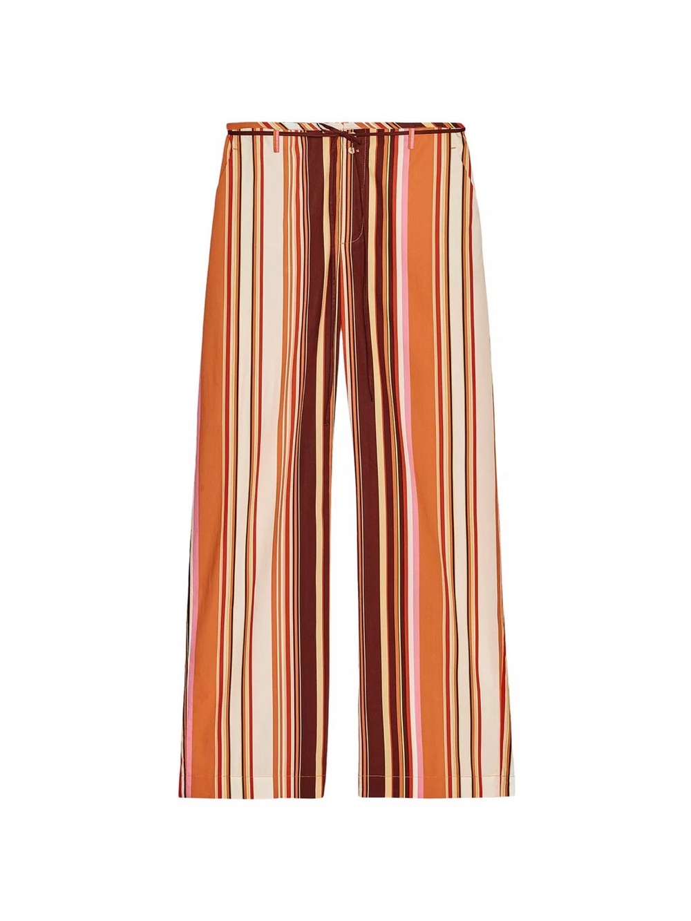 Striped Wide-Leg Flare Pants in Orange and Brown